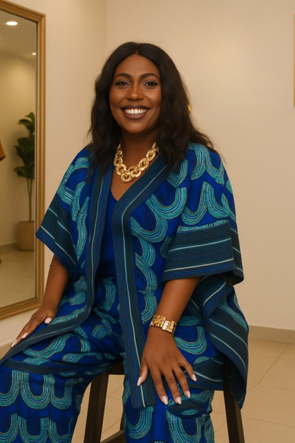 Royal Blue Ankara Kaftan Trousers Set