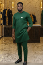 Premium Burnt Orange African Senator Set for Men - Image 9