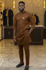 Premium Burnt Orange African Senator Set for Men - Image 6