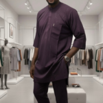 Purple Senator Suit for Men with Silver Pinstripes
