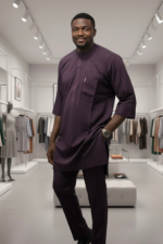 Purple Senator Suit for Men with Silver Pinstripes