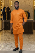 Premium Burnt Orange African Senator Set for Men