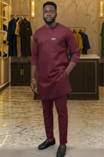Premium Burnt Orange African Senator Set for Men - Image 7