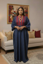 Free-Size Elegant Striped Maxi Gown - Image 6
