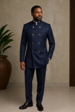 Double-Breasted Modern Mandarin Collar Suiting Set - Image 4