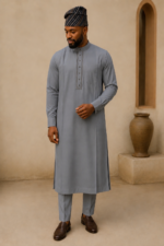 Men’s 3-Piece Sleeveless Robe-Kaftan Set with Matching Hat - Image 5