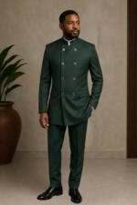 Double-Breasted Modern Mandarin Collar Suiting Set - Image 2
