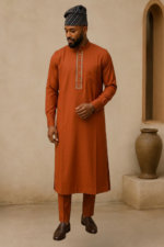 Men’s 3-Piece Sleeveless Robe-Kaftan Set with Matching Hat - Image 6