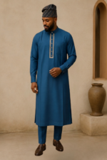 Men’s 3-Piece Sleeveless Robe-Kaftan Set with Matching Hat - Image 9