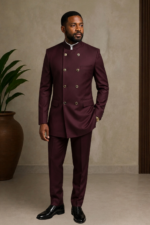 Double-Breasted Modern Mandarin Collar Suiting Set - Image 7