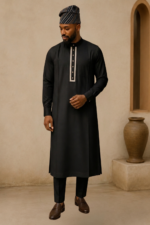 Men’s 3-Piece Sleeveless Robe-Kaftan Set with Matching Hat - Image 8