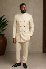 Double-Breasted Modern Mandarin Collar Suiting Set - Image 5