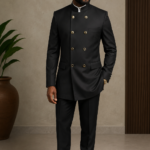 Double-Breasted Modern Mandarin Collar Suiting Set